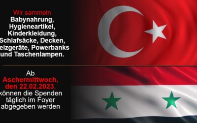 Erdbebenhilfe für die Türkei und Syrien